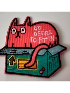 Cat Whimsy IRON ON Patch  Cat